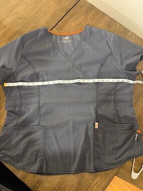 Figs Gray Scrub Top with Orange Trim